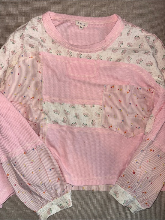 POL Tops - POL Pink Patchwork Long-Sleeve Top (NWOT)